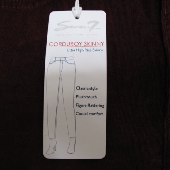 SEVEN7 Dark Red Corduroy Skinny Jeans NWT - Picture 7 of 12